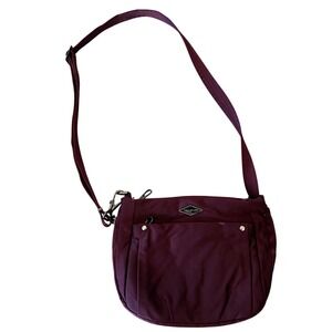 Travelon Anti-Theft Crossbody Bag Burgundy Plum Nylon Travel Purse